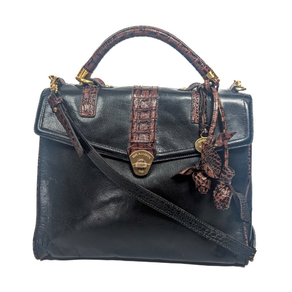 BRAHMIN Julia Rose Black Leather Lady Tuscan Shoulder BAg